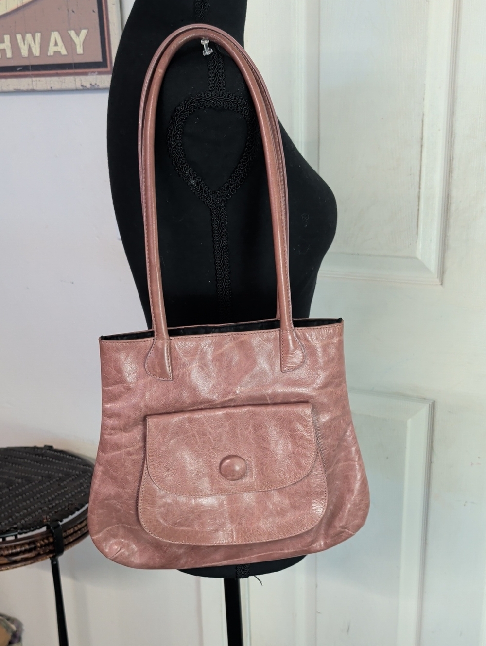 Sabina New York Pink Leather Shoulder Bag
